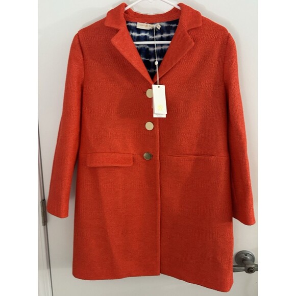 Tory Burch Castleton Peacot Samba Red Orange Textured New Summer Easter Medium - Picture 2 of 9